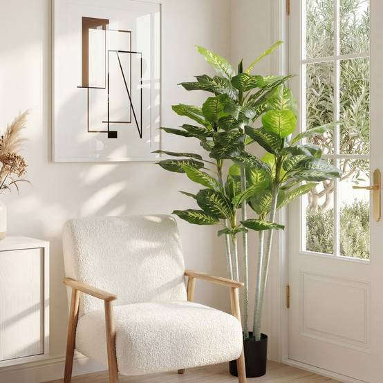 Plante artificielle calathea hauteur 150 cm pot ciment 53 feuilles - intérieur - Image 9