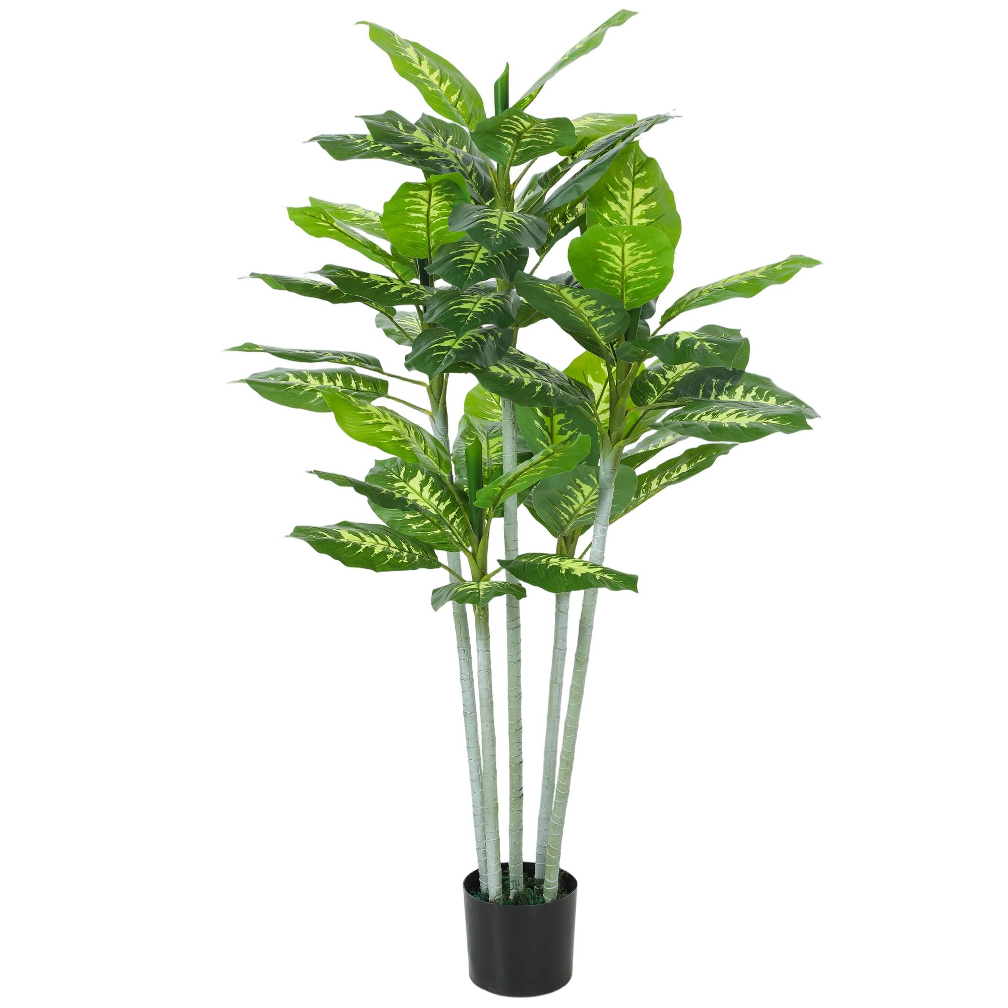 Plante artificielle calathea hauteur 150 cm pot ciment 53 feuilles - intérieur - Image 1