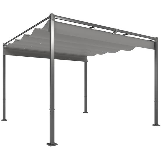 Pergola rétractable acier pour jardin toit coulissant UPF30+ 3x3m gris - ComfortXL Outdoor Living - Image 1