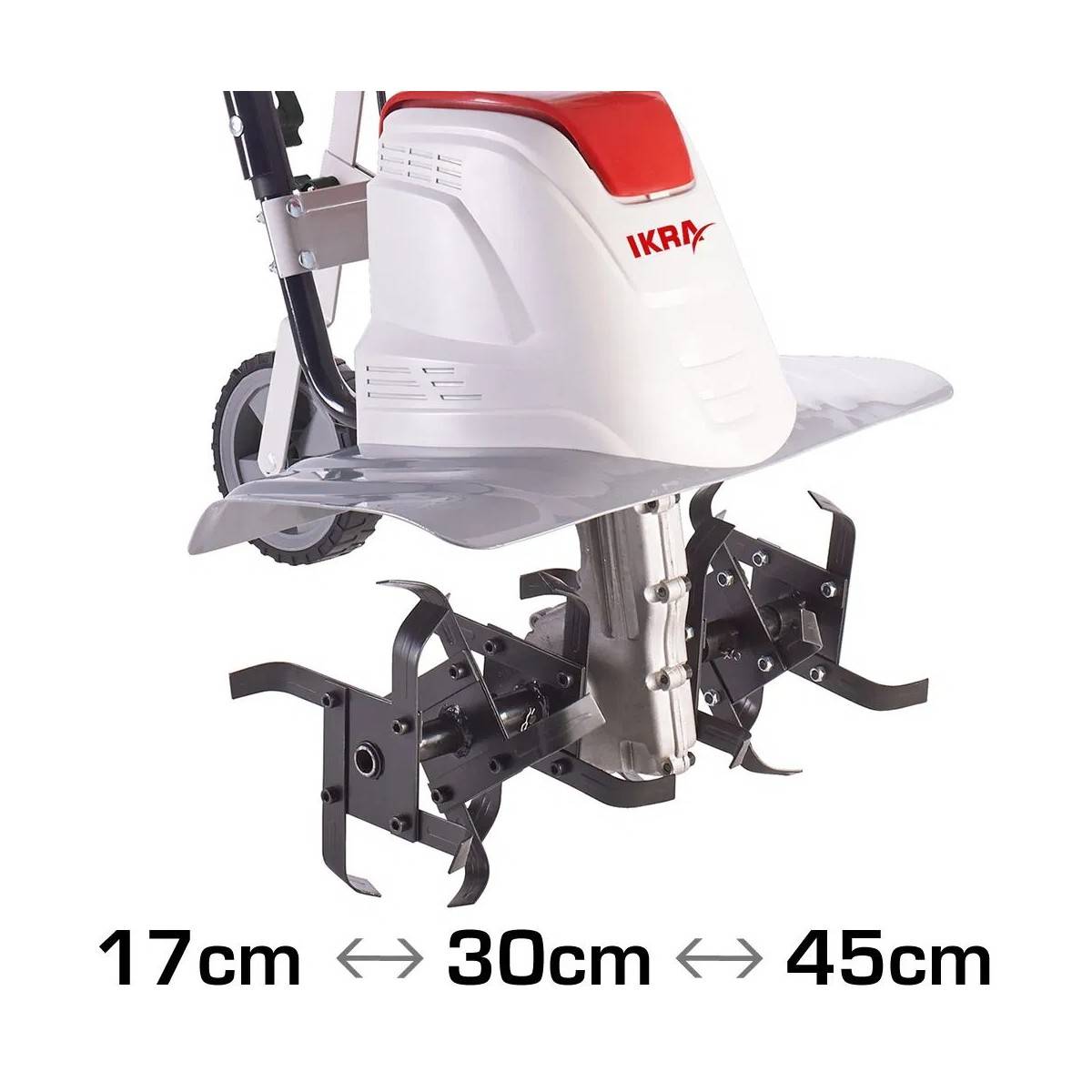 Motobineuse électrique 1500W Largeur de travail 17-45cm 6 fraises - Profondeur de travail 23cm Préparation sol jardin IKRA - Image 3