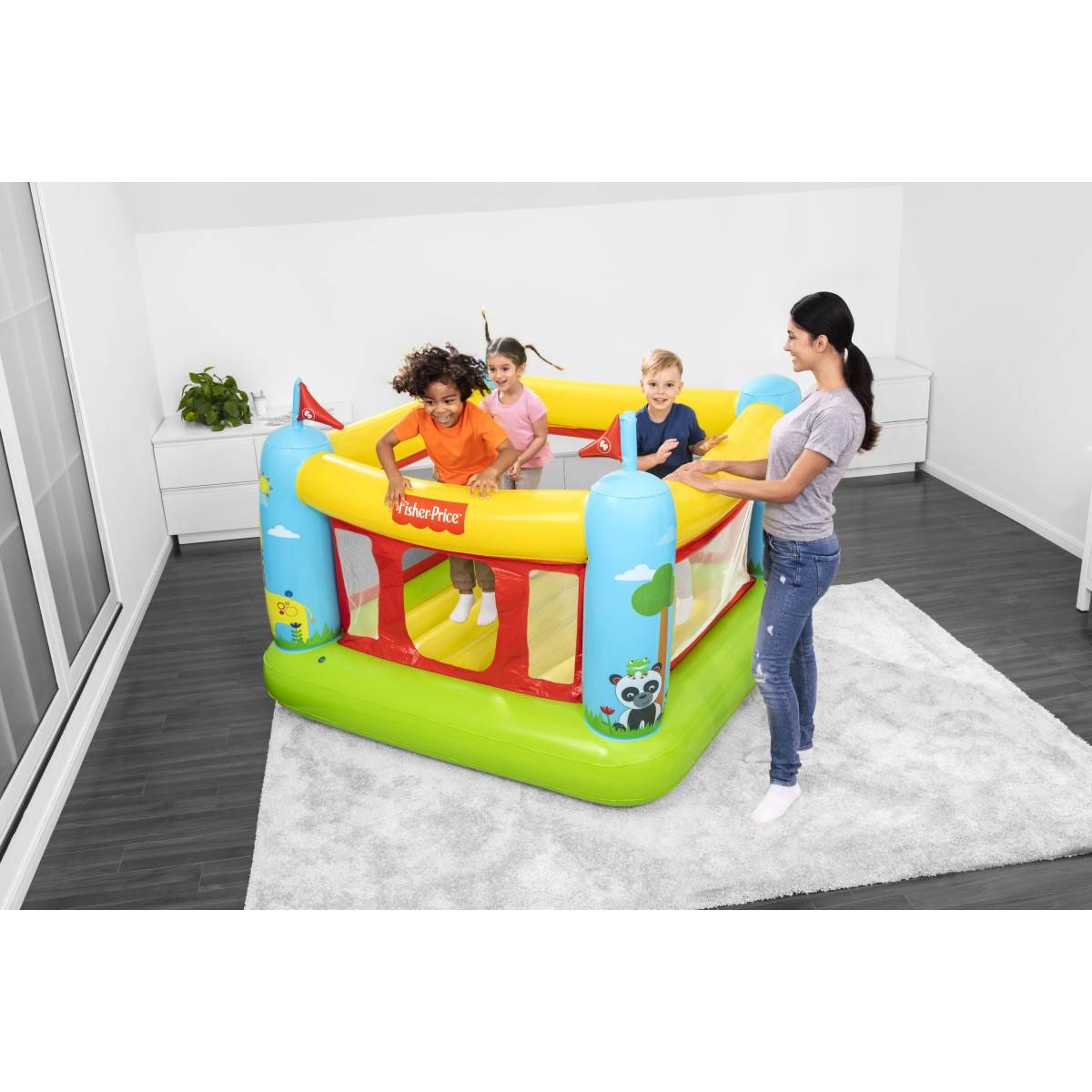 Bestway - Jeu gonflable Château à balles pour enfant 3 à 6 ans Aire de Jeux Trampoline Fisher Price BESTWAY - Imagen 2
