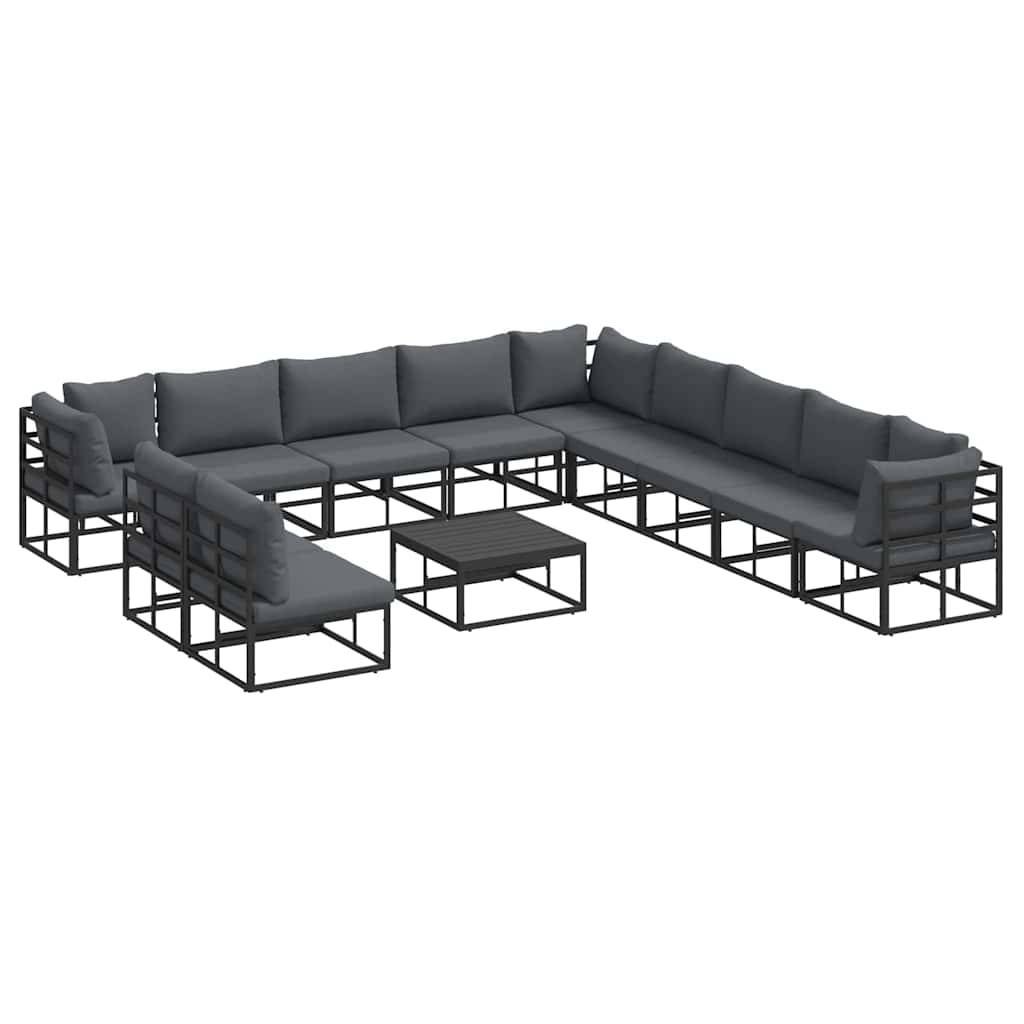 Salon de Jardin d'Angle Aluminium Grande Capacité 12 Pièces Design Épuré Noir – ComfortXL Outdoor Living - Image 2