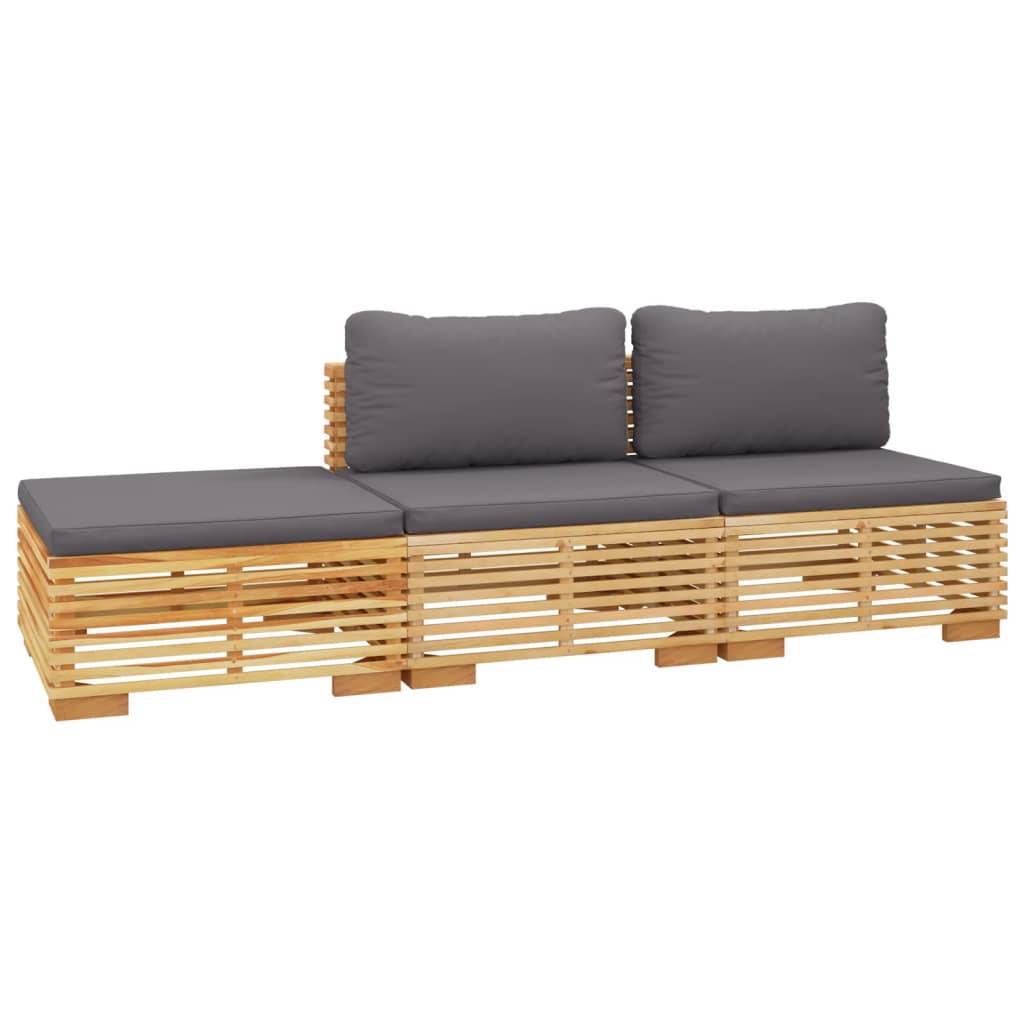 Helloshop26 - Salon de jardin meuble d'extérieur ensemble de mobilier 3 pièces avec coussins bois de teck solide - Imagen 1
