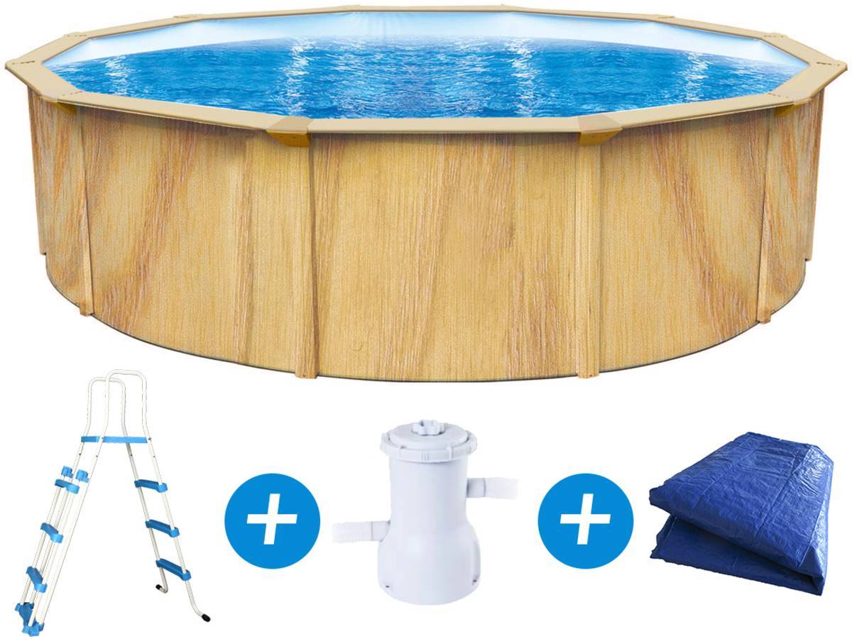 Habitat Et Jardin - Piscine Acier Ronde Aspect Bois "punta Cana" - ø 4.60 X 1.20 M -habitat Et Jardin - Imagen 1