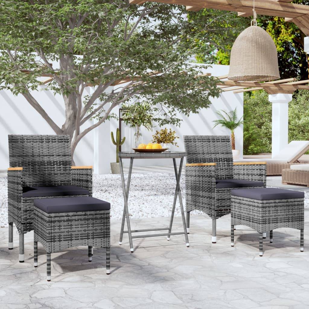 ComfortXL - Salon de Jardin 5P Rond Résine Tressée Accoudoirs Bois pour Terrasse Gris – ComfortXL Outdoor Living