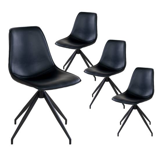 ALTOBUY - Lot de 4 Chaises Pivotantes Simili Cuir Noir - GOOP - Image 1