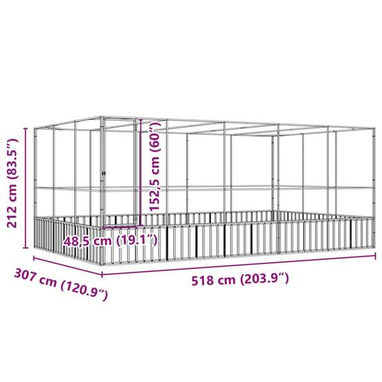 Volière Jardin Acier Galvanisé Grand Format 518x307cm Argent - ComfortXL Outdoor Living - Image 8