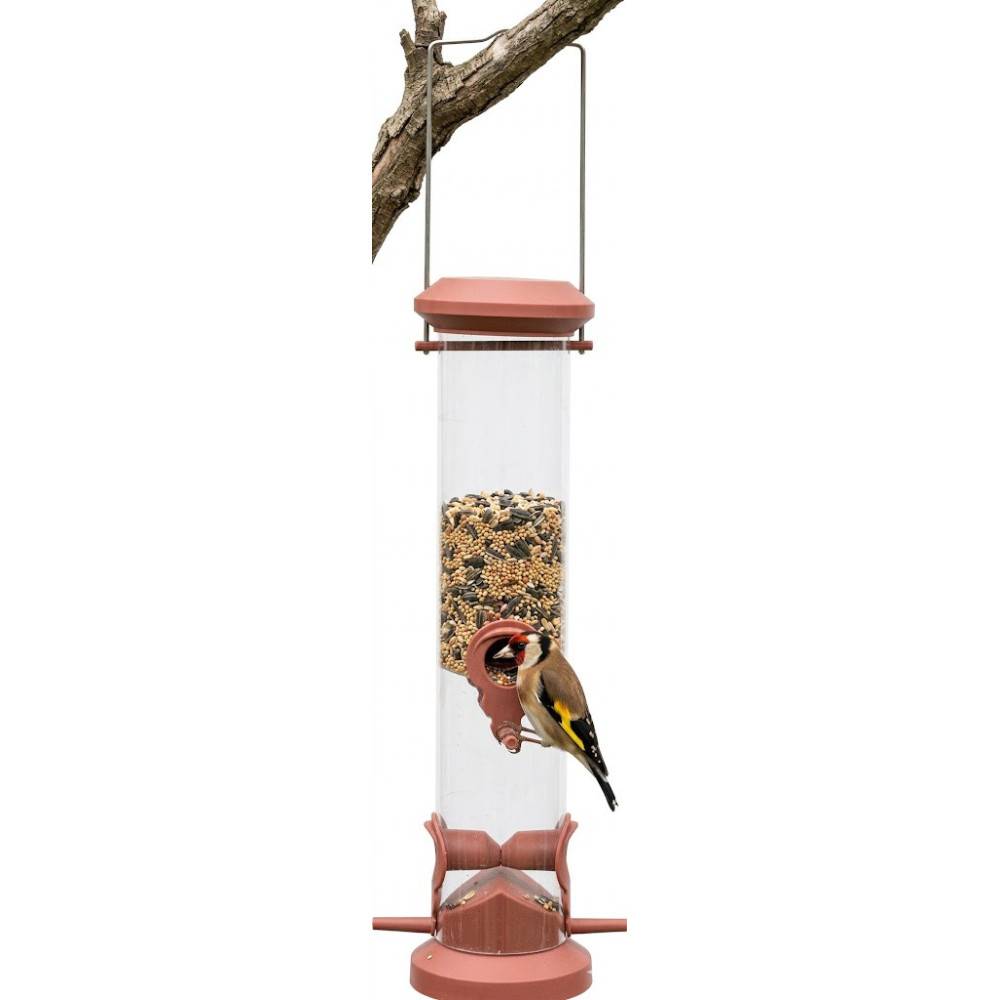 Zolux - Mangeoire silo à graines, rouge terra, hauteur 44 cm pour oiseaux - Image 1