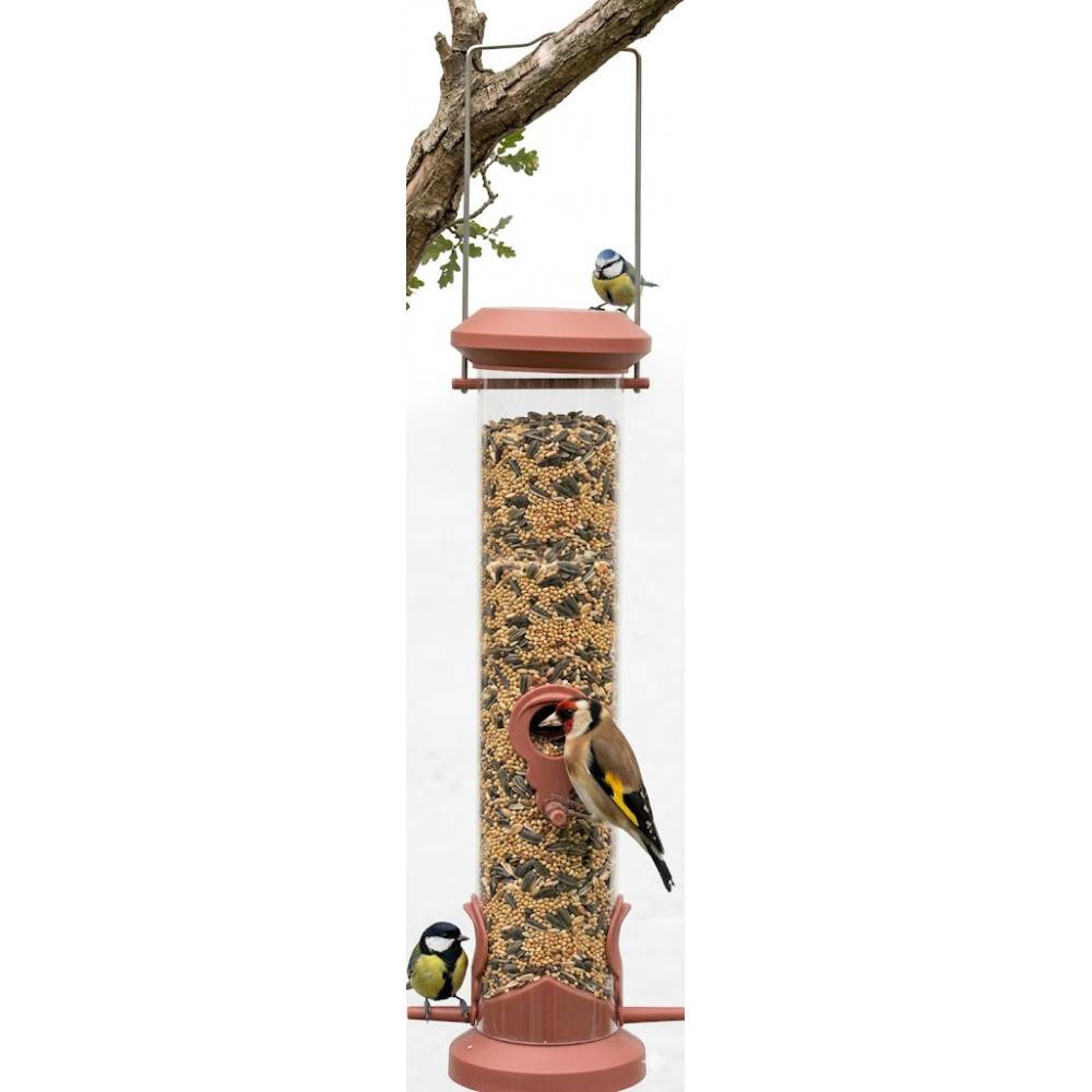 Zolux - Mangeoire silo à graines, rouge terra, hauteur 44 cm pour oiseaux - Image 2