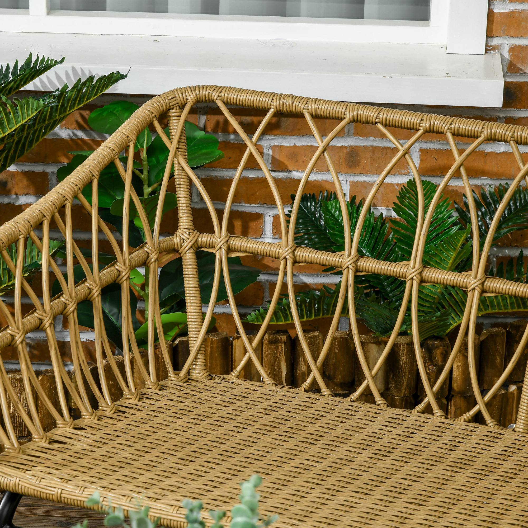 Outsunny - Salon de jardin 4 places 4 pièces 7 coussins inclus acier époxy résine tressée beige - Outsunny - Image 9