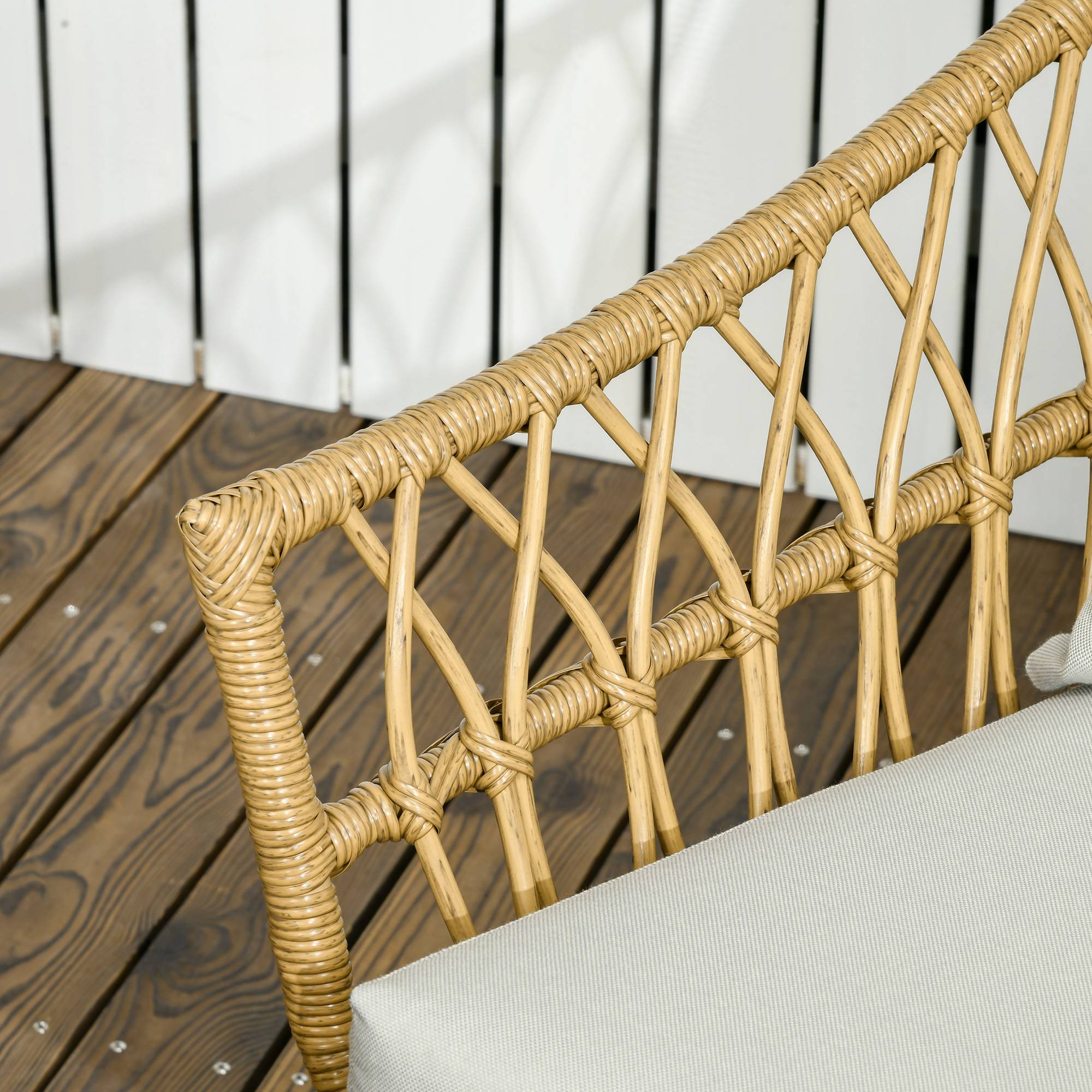 Outsunny - Salon de jardin 4 places 4 pièces 7 coussins inclus acier époxy résine tressée beige - Outsunny - Image 8