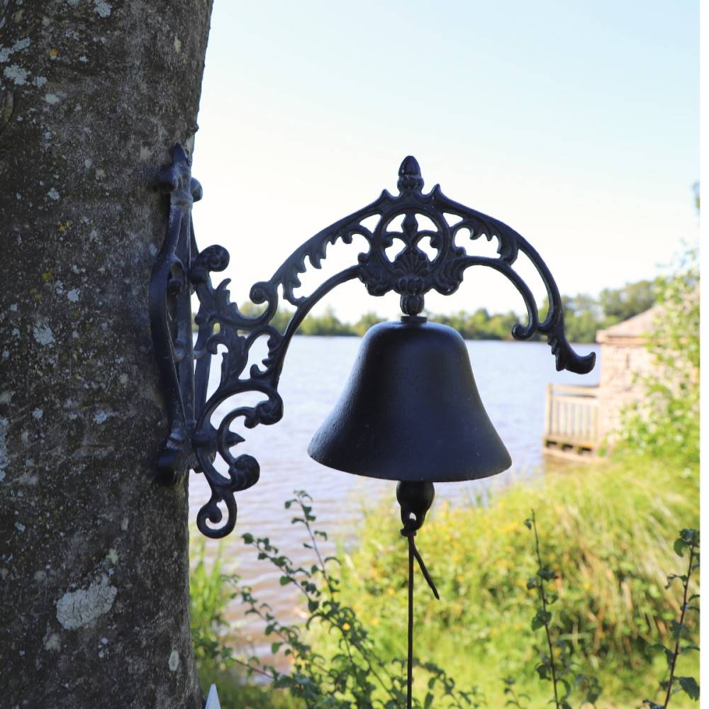 Cloche de jardin de porte ancienne fonte noire 25 x 26 cm Chemin de campagne - Image 3