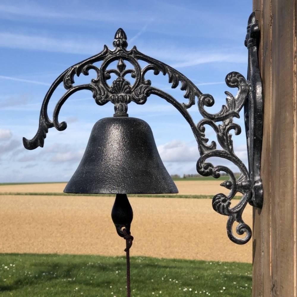 Cloche de jardin de porte ancienne fonte noire 25 x 26 cm Chemin de campagne - Image 4