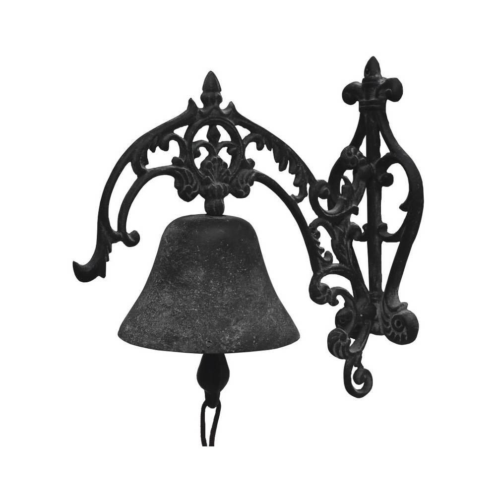 Cloche de jardin de porte ancienne fonte noire 25 x 26 cm Chemin de campagne - Image 1