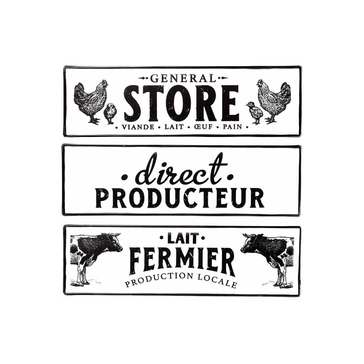 Sil - Plaque décorative en métal ferme 53x16 cm (Lot de 3)