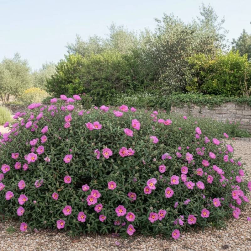 Ciste pourpre, Cistus à fleurs Rose - feuillage Persistant - Pot de 3L - 20/40 cm-  hauteur à maturité De 0,50 m à 1,00 m - Image 4