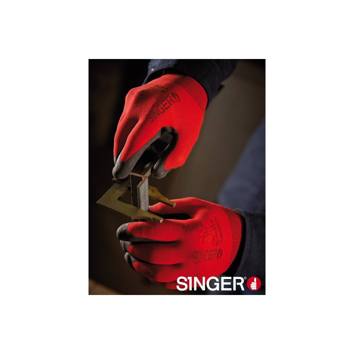 Gant de manutention légère T.9 polyamide rouge et noir Singer - Imagen 3
