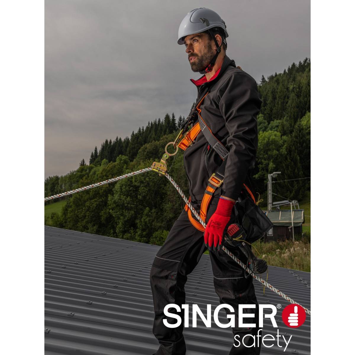 Gant de manutention légère T.9 polyamide rouge et noir Singer - Imagen 4