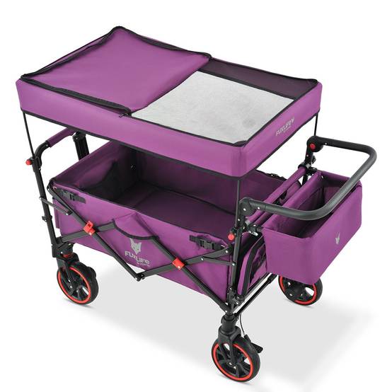 Chariot pliable confort FX-CT850 FUXLIFE avec toit UV et roues à suspension - Image 5