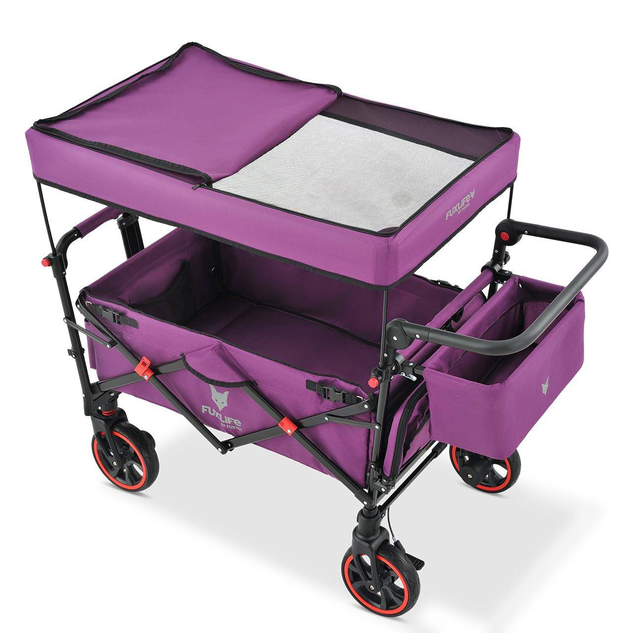 Chariot pliable confort FX-CT850 FUXLIFE avec toit UV et roues à suspension - Image 5