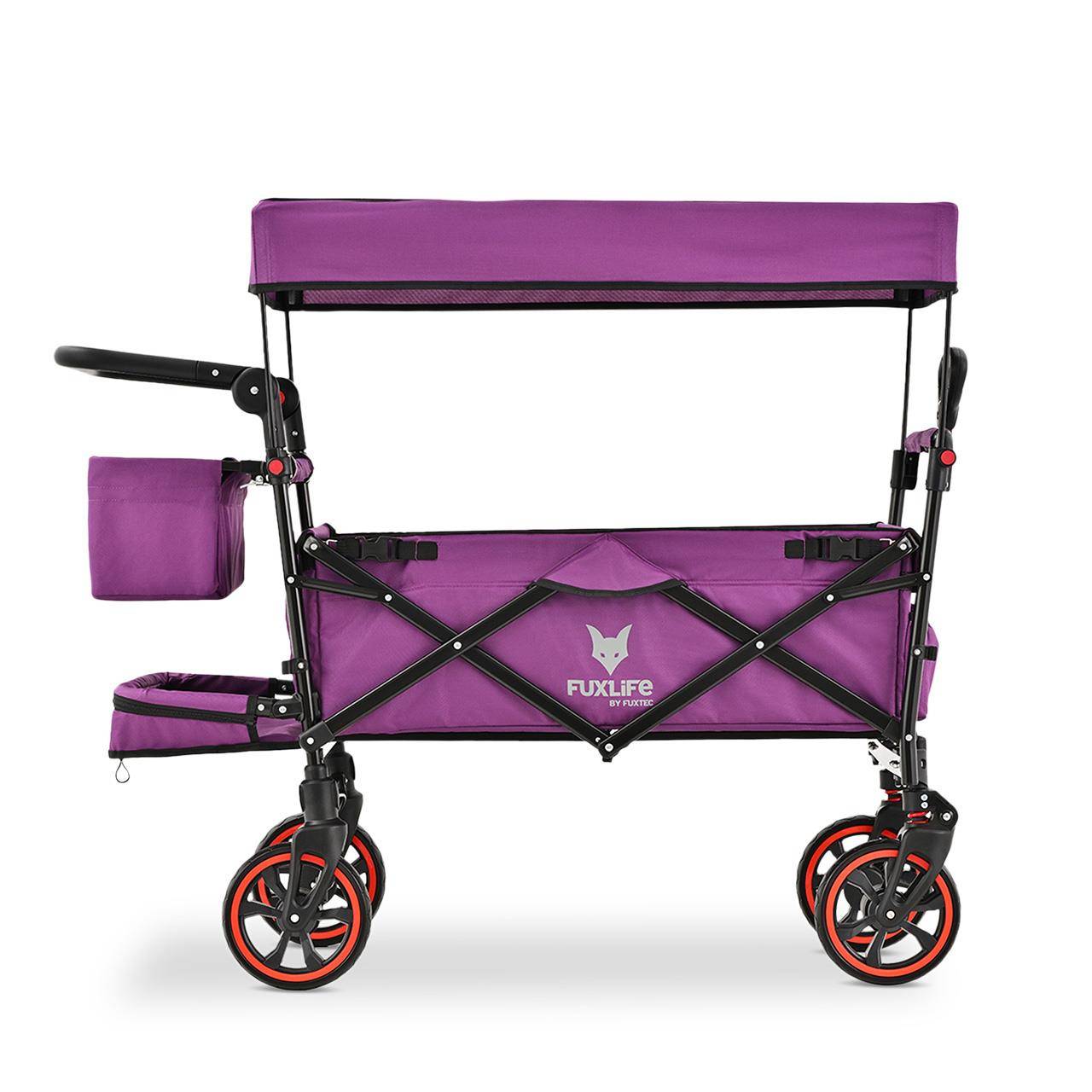 Chariot pliable confort FX-CT850 FUXLIFE avec toit UV et roues à suspension - Image 1