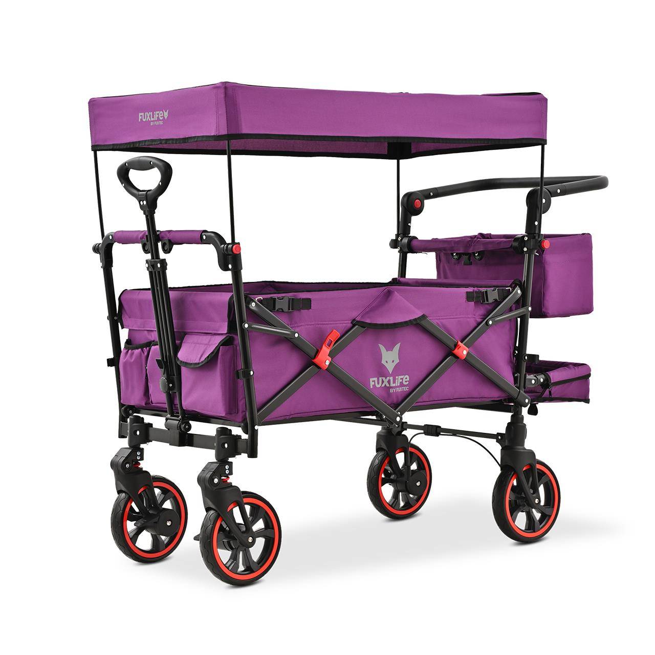 Chariot pliable confort FX-CT850 FUXLIFE avec toit UV et roues à suspension - Image 2