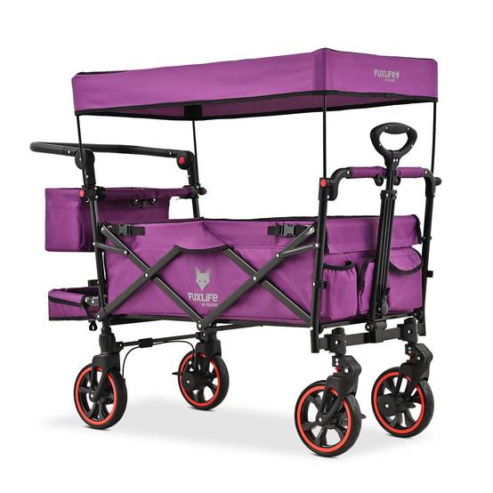 Chariot pliable confort FX-CT850 FUXLIFE avec toit UV et roues à suspension - Image 4