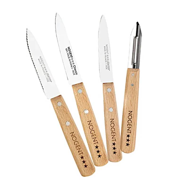 Nogent 3 Etoiles - Coffret de 3 couteaux et un éplucheur hêtre 00091V Nogent 3 Etoiles