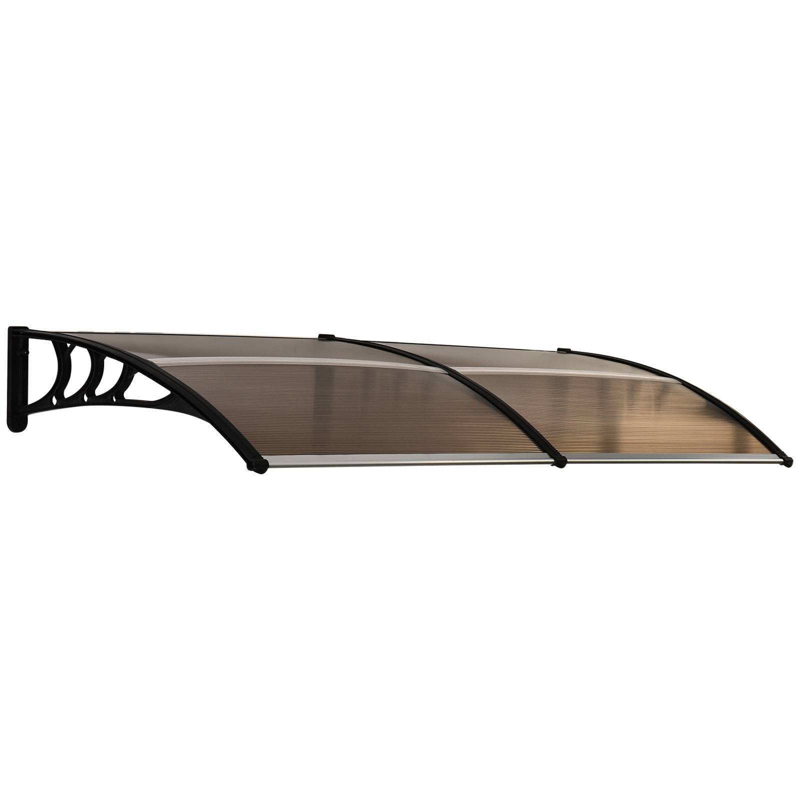 Auvent de porte polycarbonate aluminium pour protection pluie UV 195x75cm marron - ComfortXL Outdoor Living - Image 2