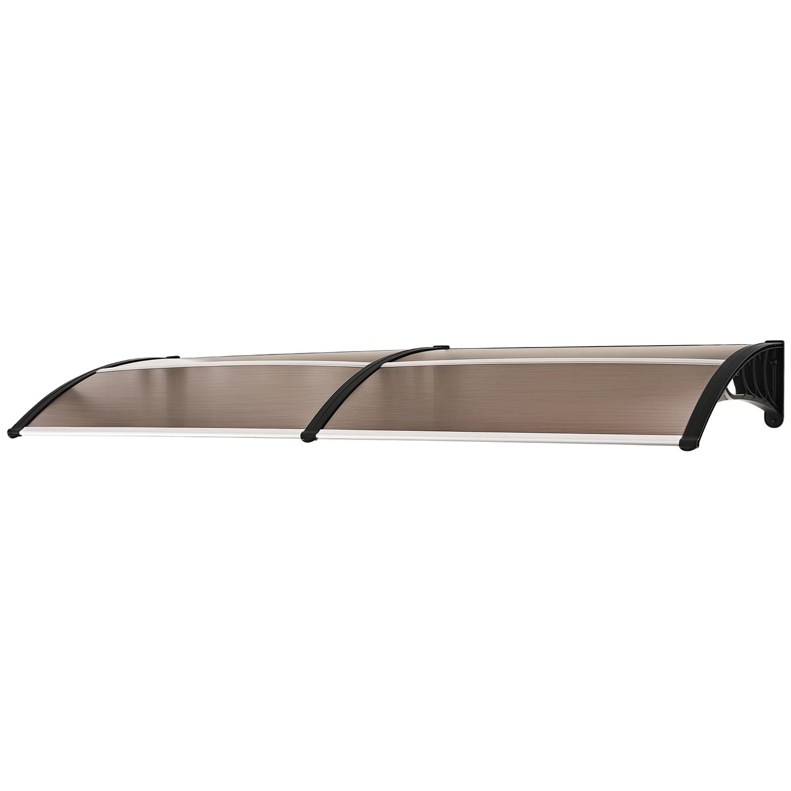 Auvent de porte polycarbonate aluminium pour protection pluie UV 195x75cm marron - ComfortXL Outdoor Living - Image 1