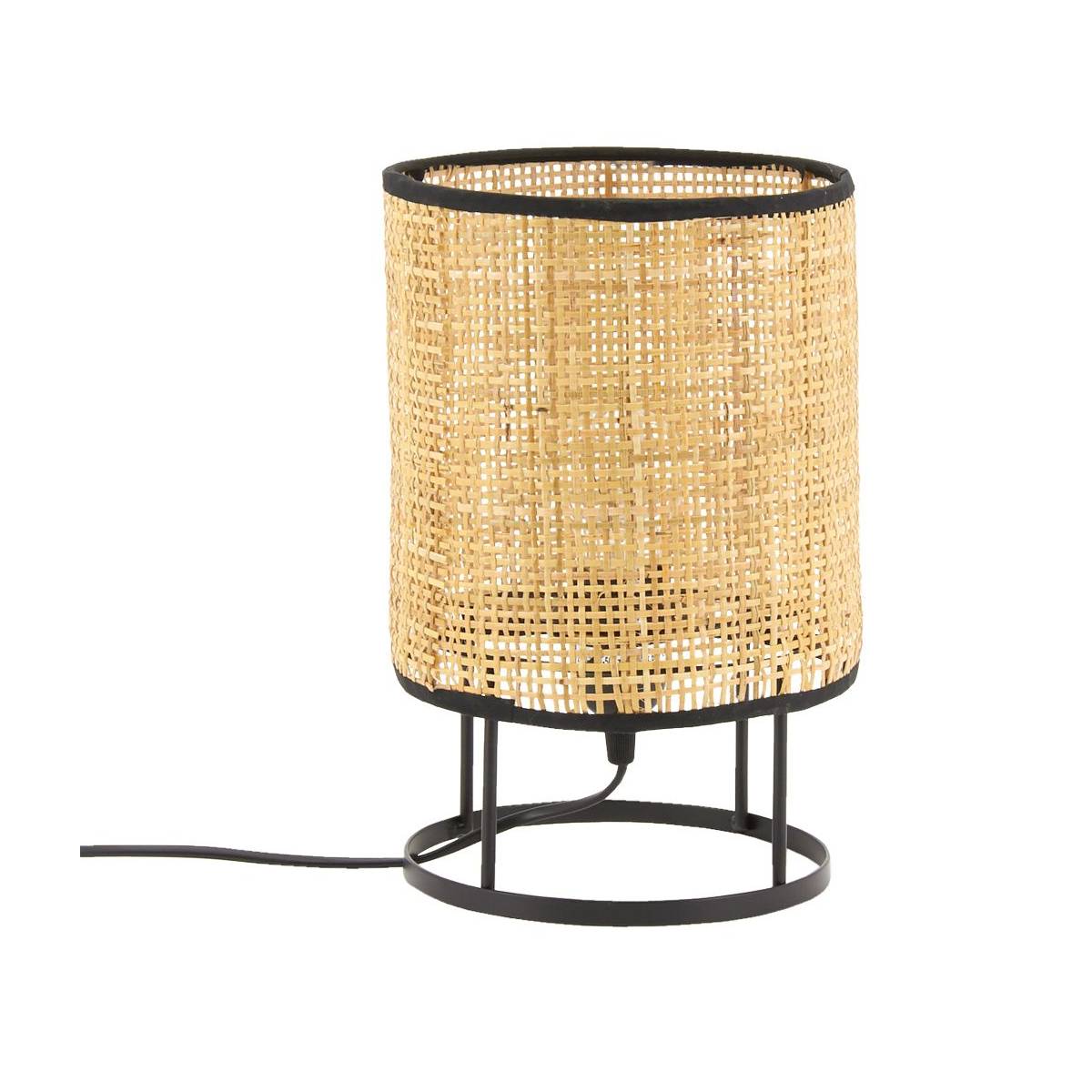 Aubry Gaspard - Lampe de chevet ronde en métal et cannage - Imagen 1