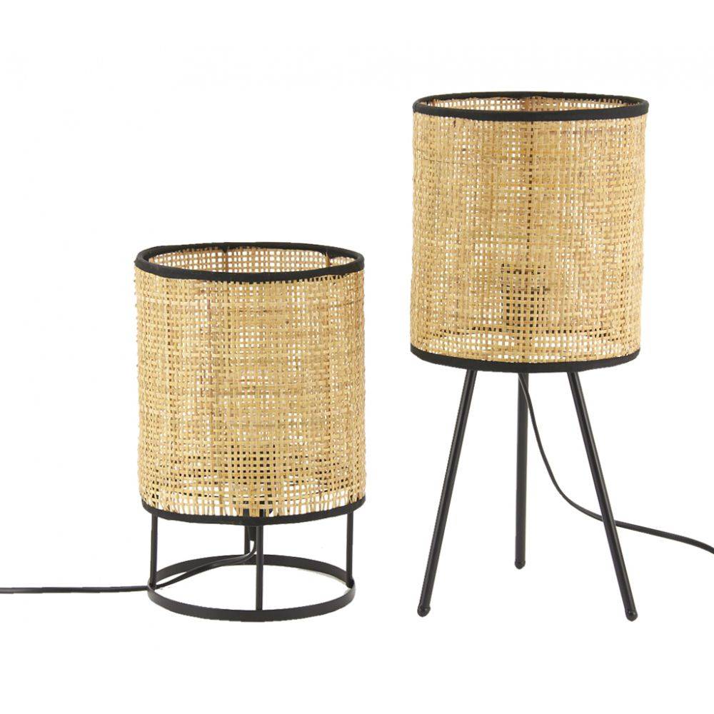 Aubry Gaspard - Lampe de chevet ronde en métal et cannage - Imagen 4
