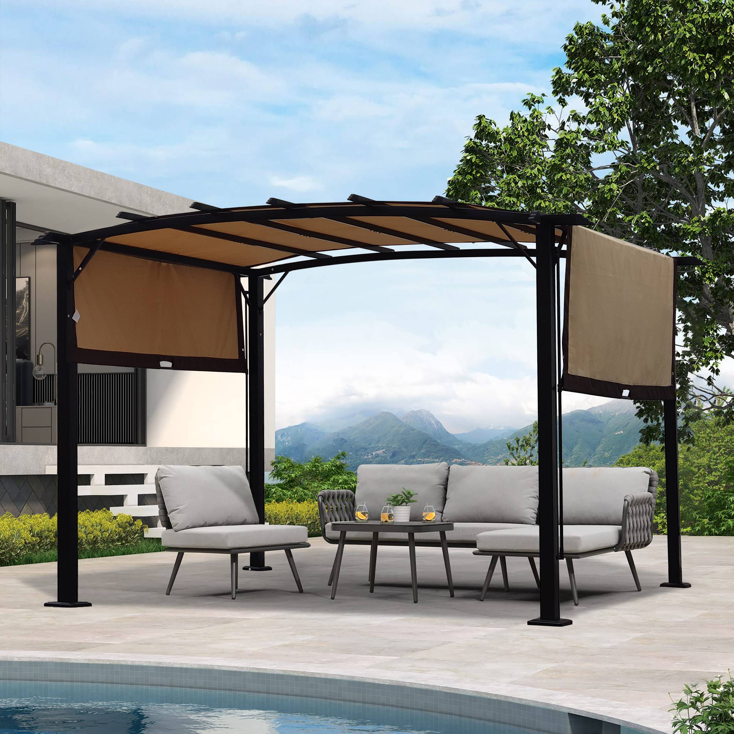 PANGIVO - Toile de rechange pour pergola polyester beige 490 x 217 cm - PANGIVO - Image 8