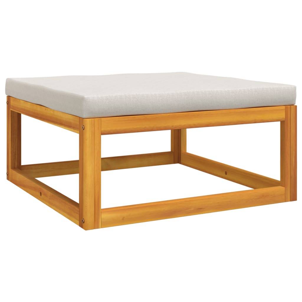 Helloshop26 - Salon de jardin meuble d'extérieur ensemble de mobilier 4 pièces avec coussins gris clair bois massif - Imagen 4