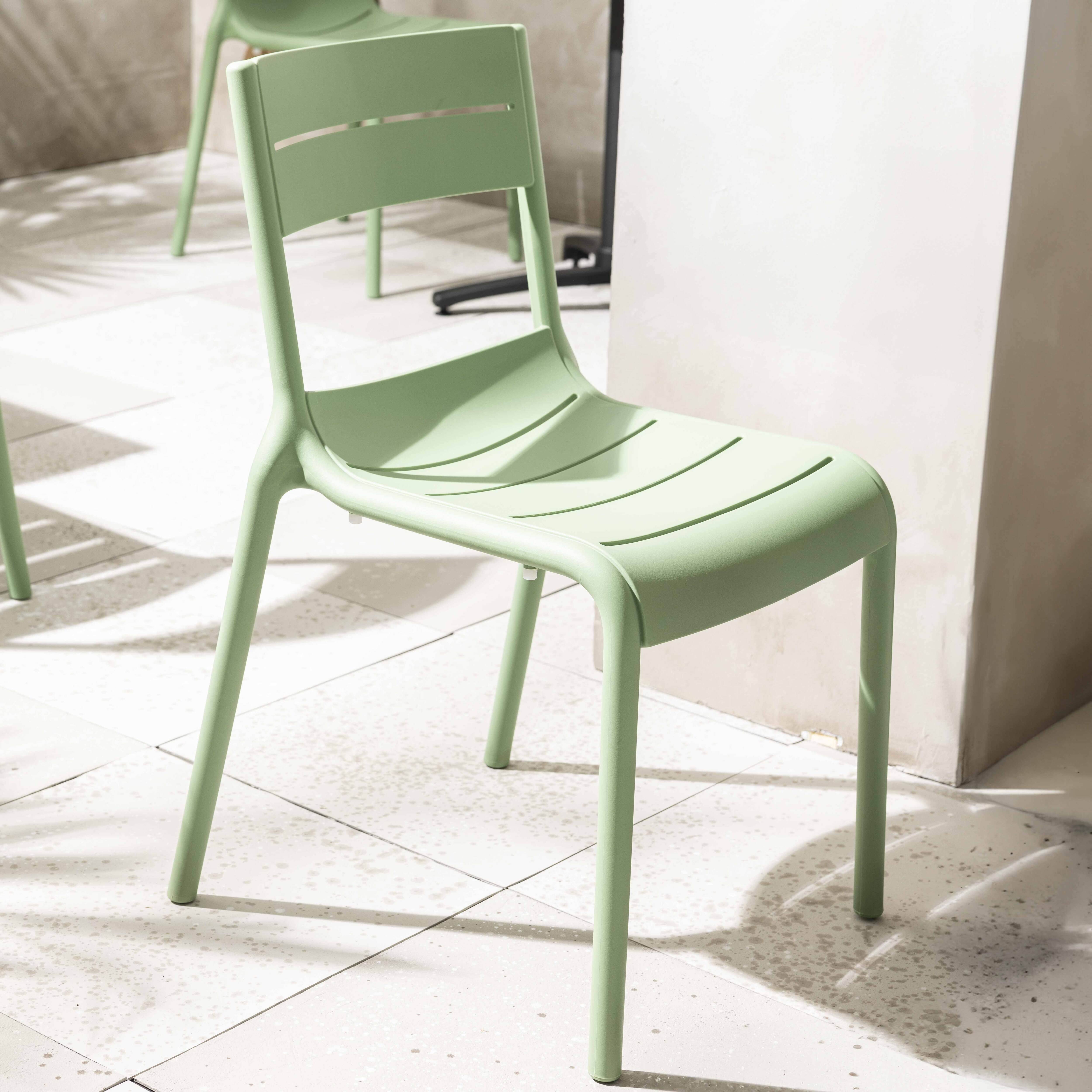 Oviala - Lot de 4 chaises de terrasse en plastique vert sauge Paname - Oviala - Imagen 2