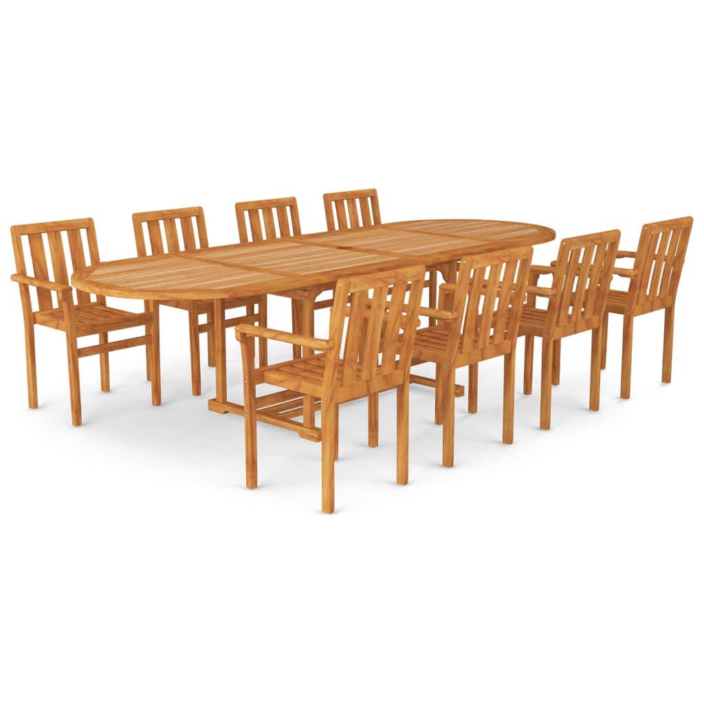 Helloshop26 - Salon de jardin meuble d'extérieur ensemble de mobilier 9 pièces bois de teck massif - Imagen 1