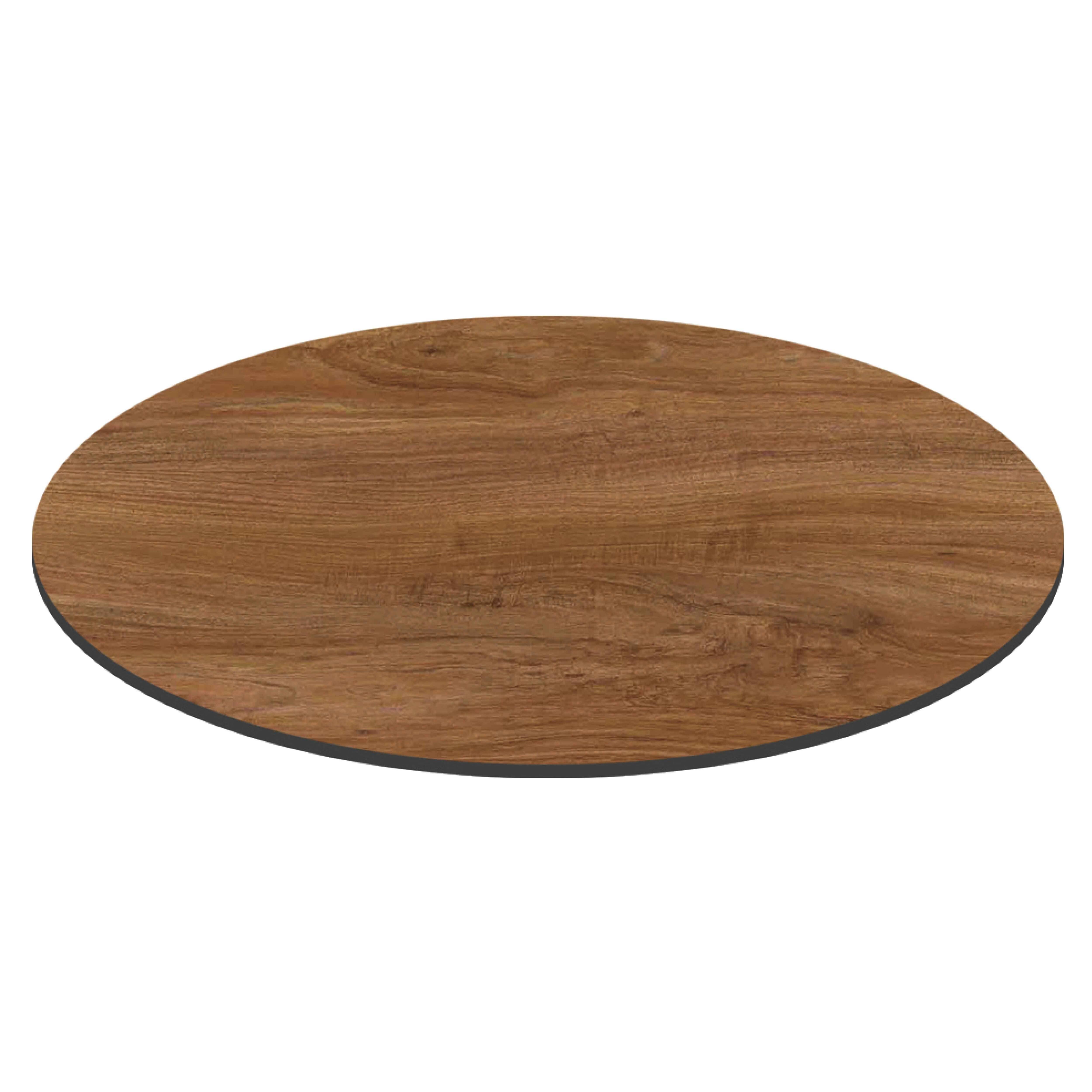 Oviala - Table de jardin ronde 60 cm inclinable aluminium et HPL chêne foncé Opera - Oviala - Image 4