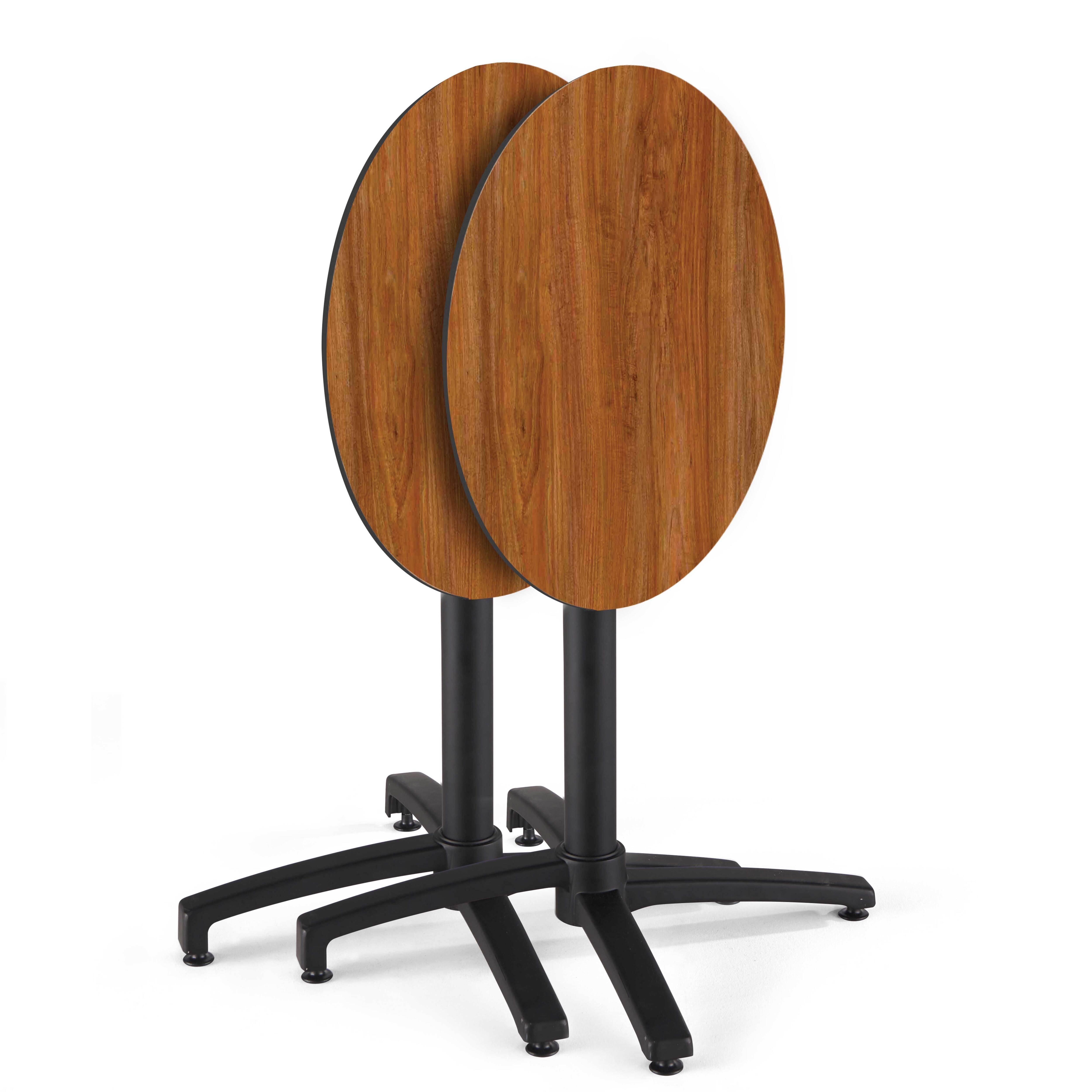 Oviala - Table de jardin ronde 60 cm inclinable aluminium et HPL chêne foncé Opera - Oviala - Image 2