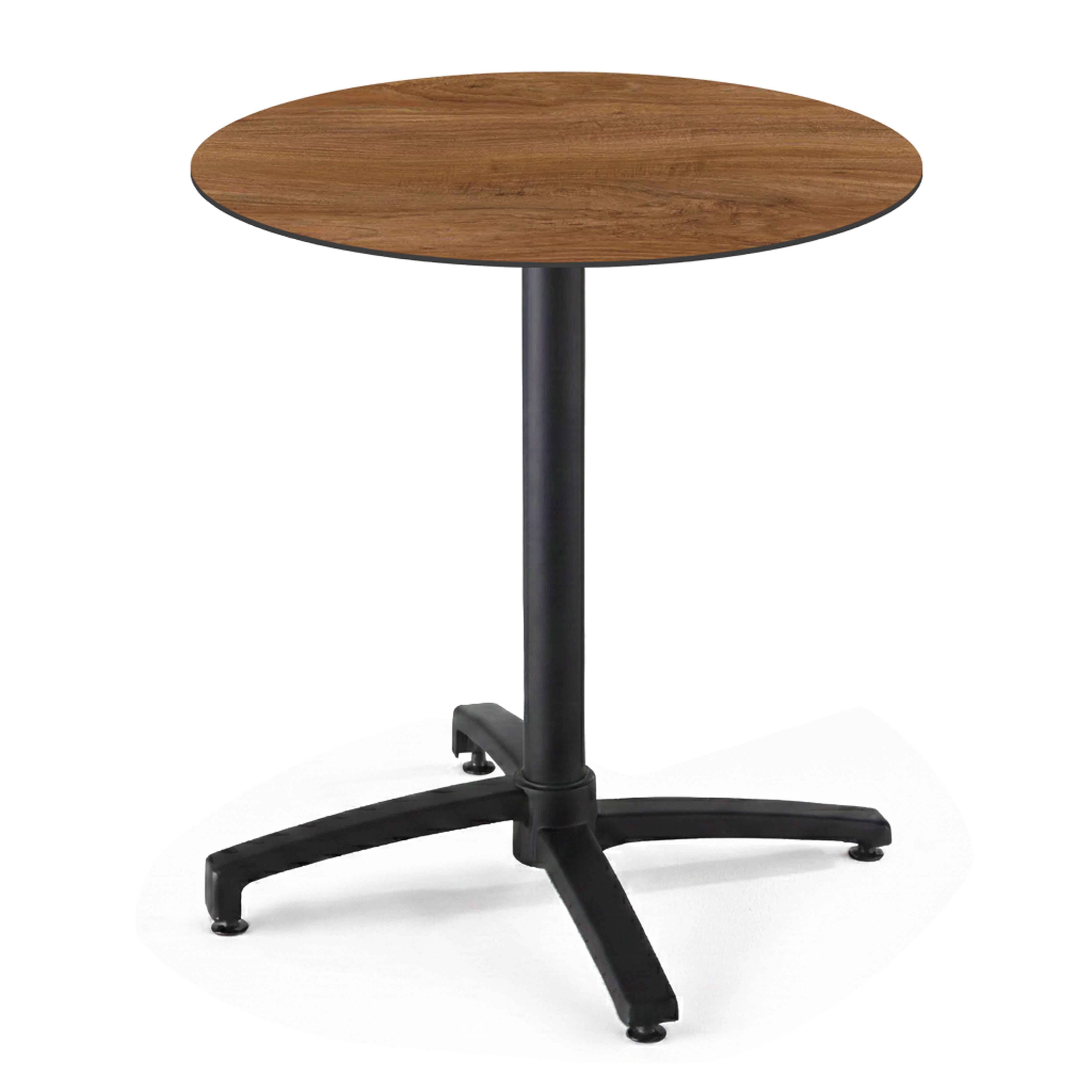 Oviala - Table de jardin ronde 60 cm inclinable aluminium et HPL chêne foncé Opera - Oviala
