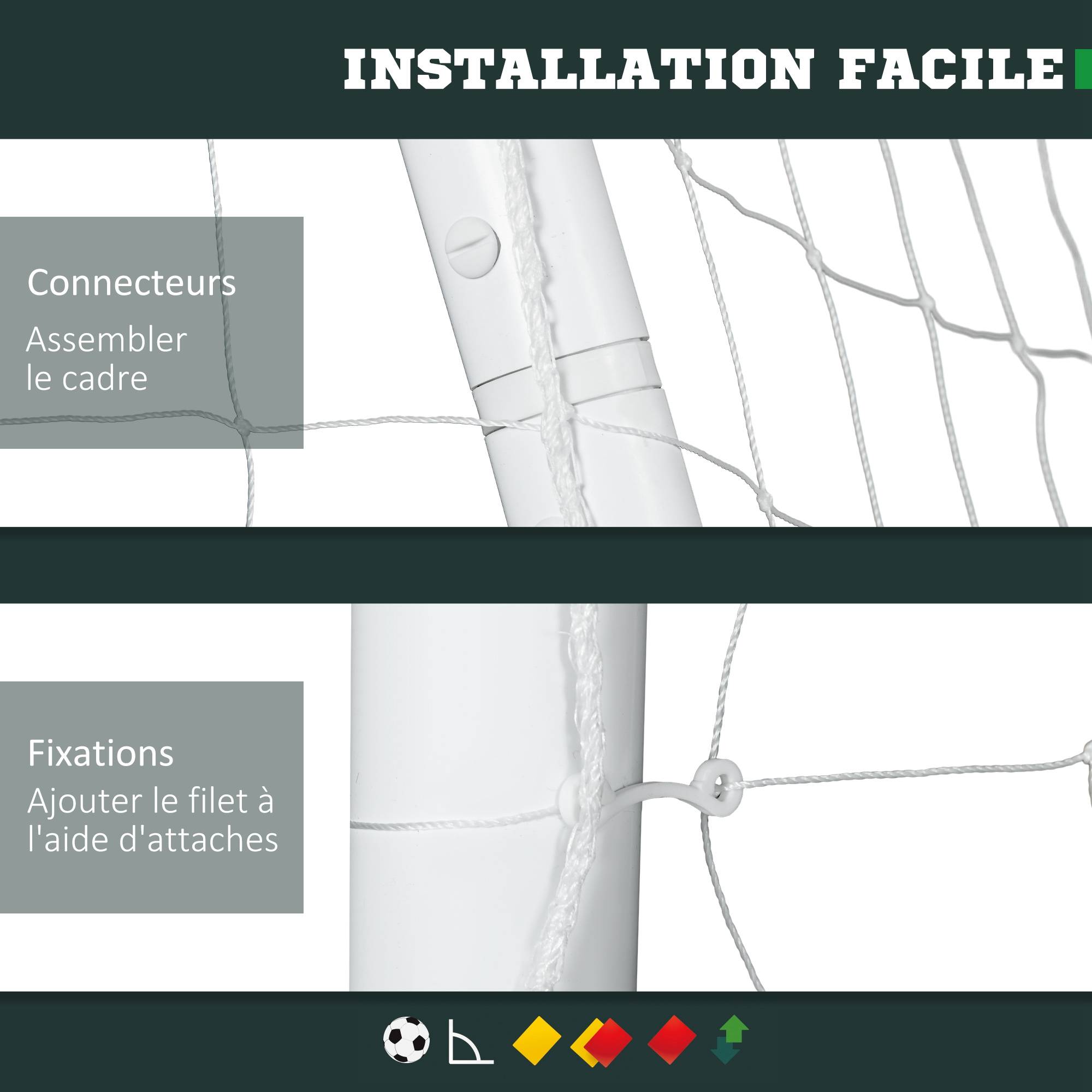 Sportnow - But de football cage de foot - dim. 180L x 92l x 124H cm - PVC blanc - SPORTNOW - Imagen 4