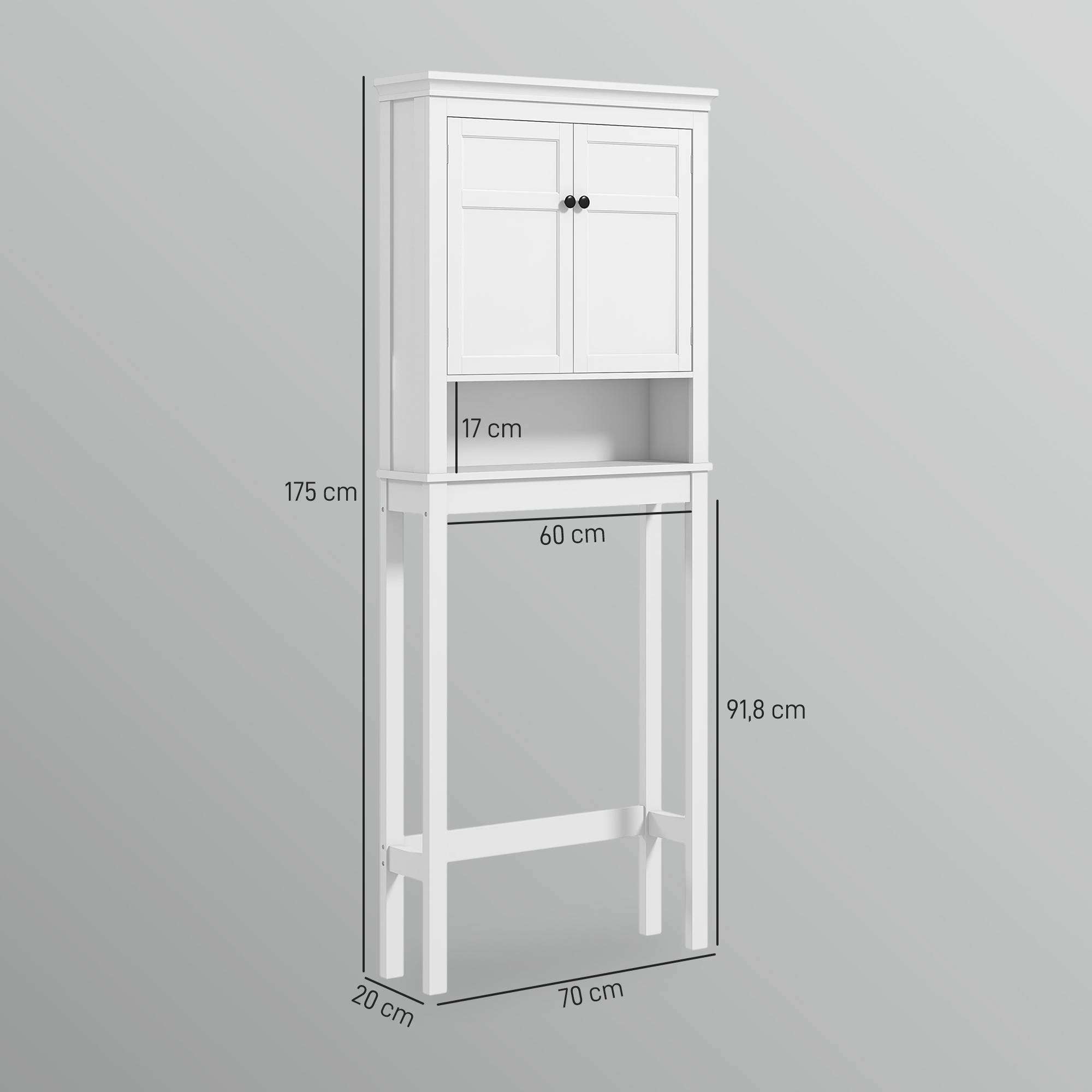 Sans Marque - Meuble WC dessus toilette meuble machine à laver meuble salle bain placard 2 portes étagères réglables blanc - Image 5