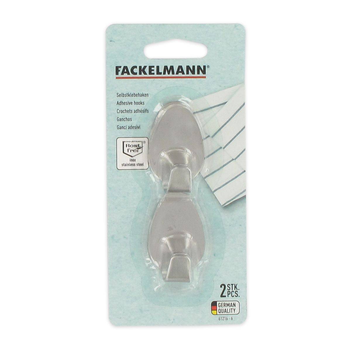 Lot de 2 crochets muraux adhésifs en inox Fackelmann Tecno - Image 3