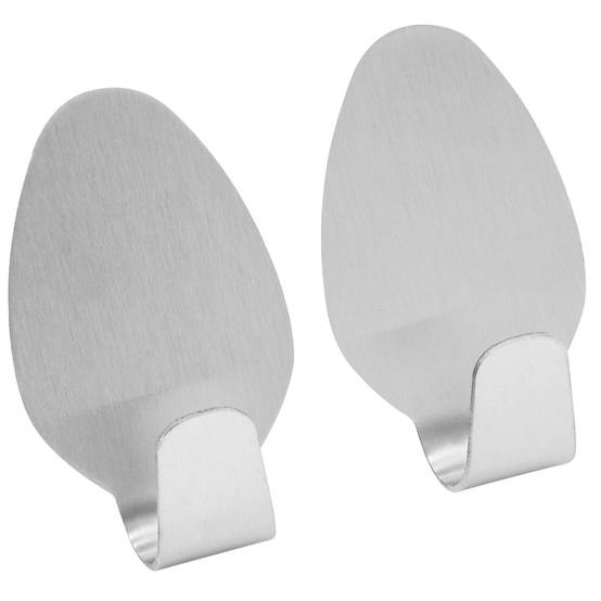 Lot de 2 crochets muraux adhésifs en inox Fackelmann Tecno - Image 1