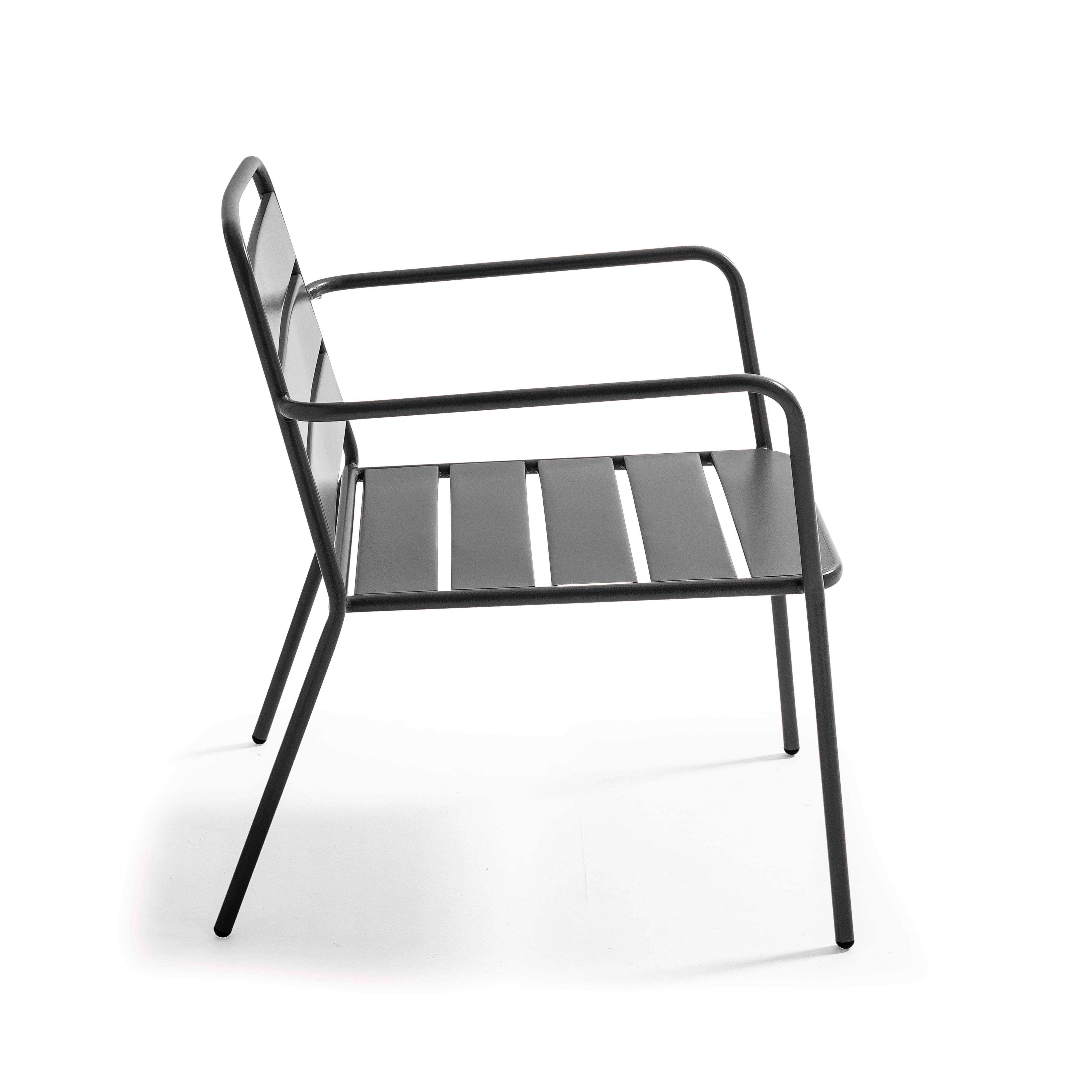 Oviala - Fauteuil de jardin bas en métal gris anthracite Palavas - Oviala - Imagen 3