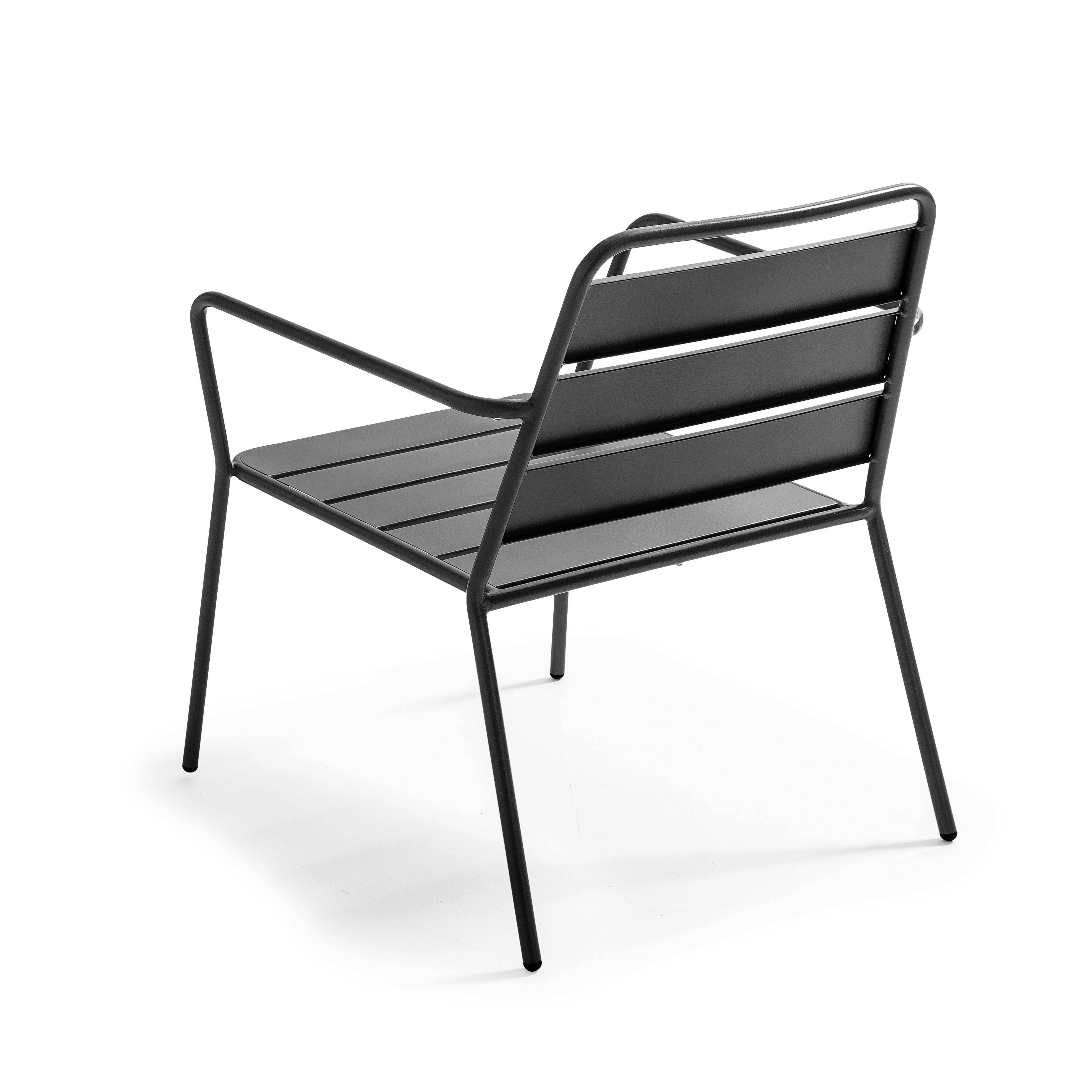 Oviala - Fauteuil de jardin bas en métal gris anthracite Palavas - Oviala - Imagen 4