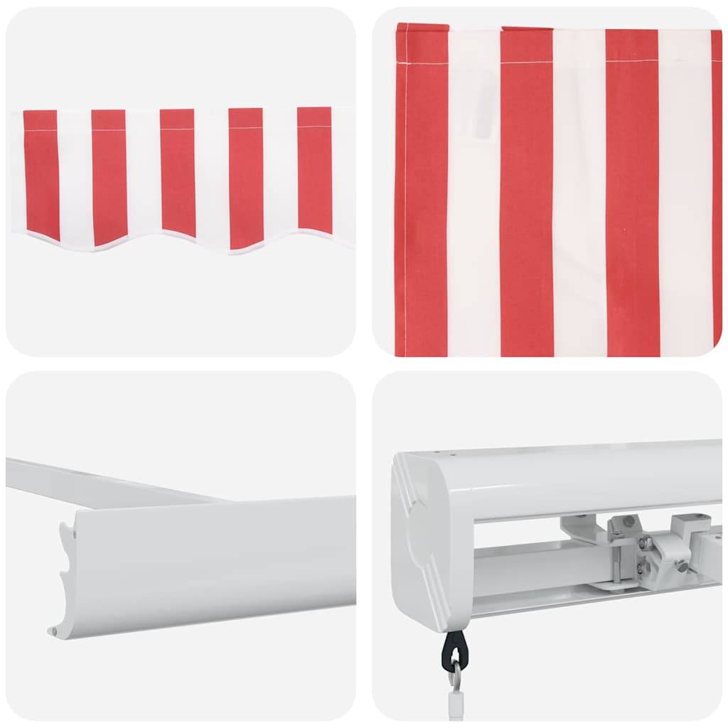 Vidaxl - Auvent Rétractable Rouge et Blanc 500 × 300 cm Tissu et Métal vidaXL 3331273 - Image 9