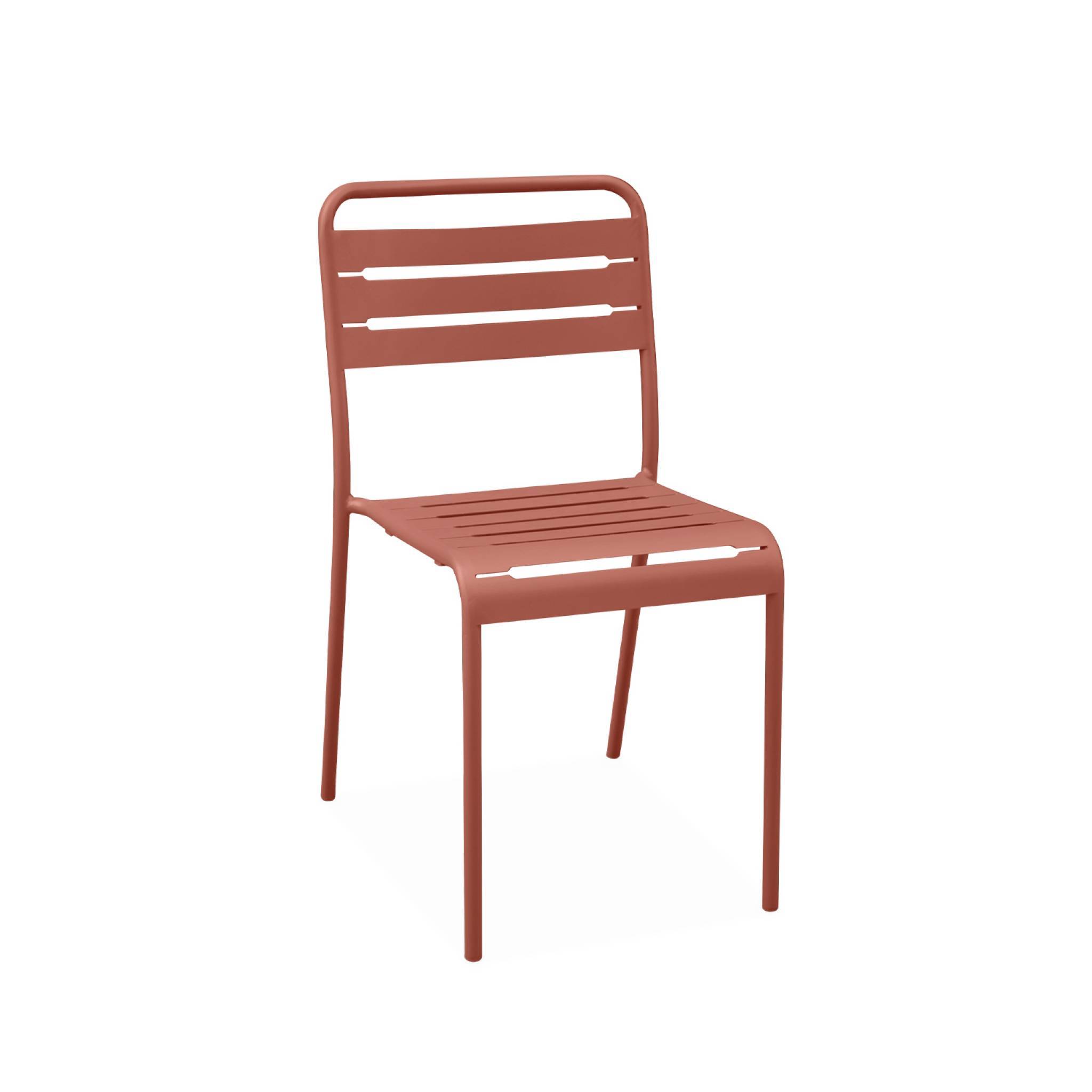 sweeek - Table de jardin métal + 4 assises terracotta en acier. Amelia. 120x70xH72.5cm (12.2kg) | sweeek - Image 7
