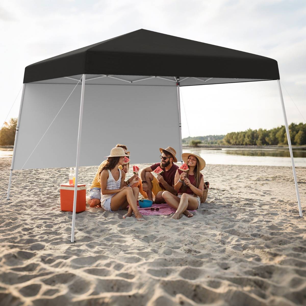 Tonnelle de Jardin 3x3M Tente Réception Pliant avec Sac à Dos Portable Protection Solaire Noir - Image 2
