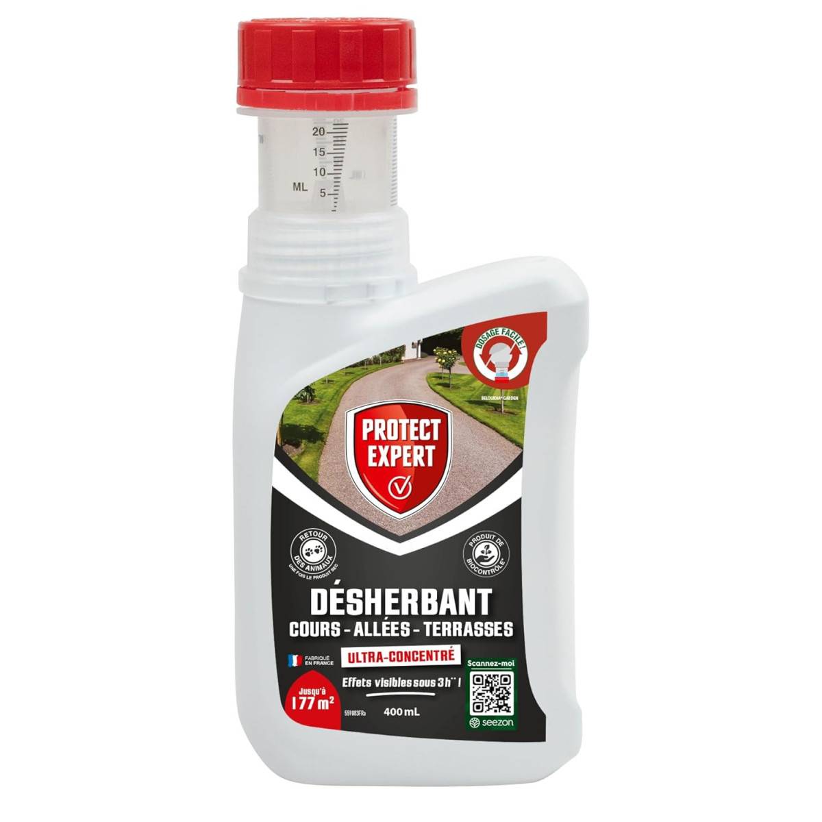 0 - Désherbant Anti-Mauvaises Herbes et Mousses | Spécial - Cours, Allées, Terrasses | Ultra-concentré 400 ml - Image 1
