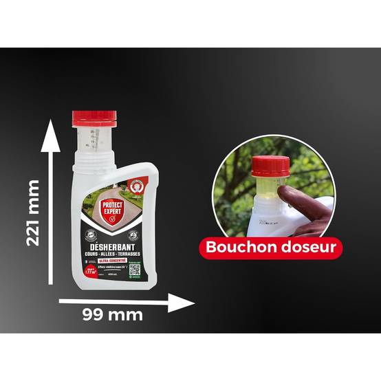 0 - Désherbant Anti-Mauvaises Herbes et Mousses | Spécial - Cours, Allées, Terrasses | Ultra-concentré 400 ml - Image 2